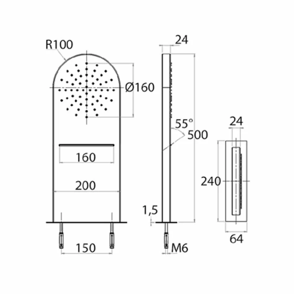 Väggduschhuvud med duschstråle och vattenfall Made in Italy - Como Viadurini