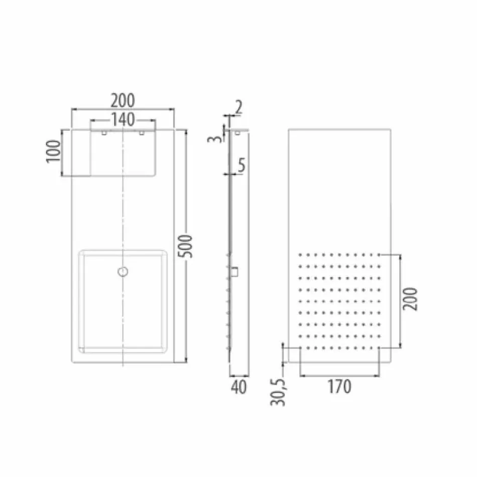 Duschhuvud i stål med dubbelstråle tillverkad i Italien - Cartesio Viadurini