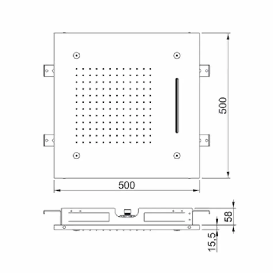Takduschhuvud i rostfritt stål med 3 strålar tillverkade i Italien - Frido Viadurini