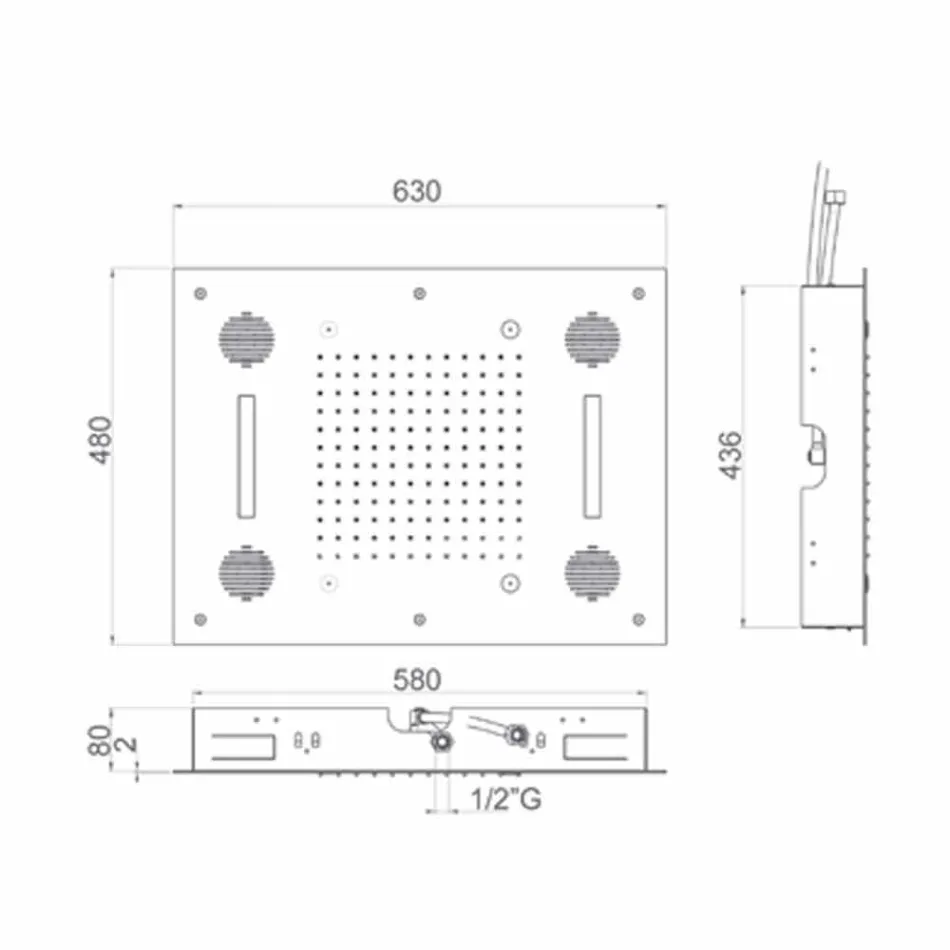 Stålduschhuvud med Chromoterapi och Bluetooth Made in Italy - Elbo Viadurini