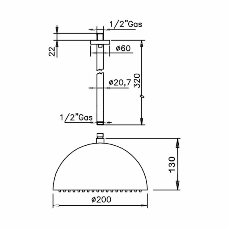 Duschhuvud i stålfärgad klocka i krom tillverkad i Italien - Auro Viadurini