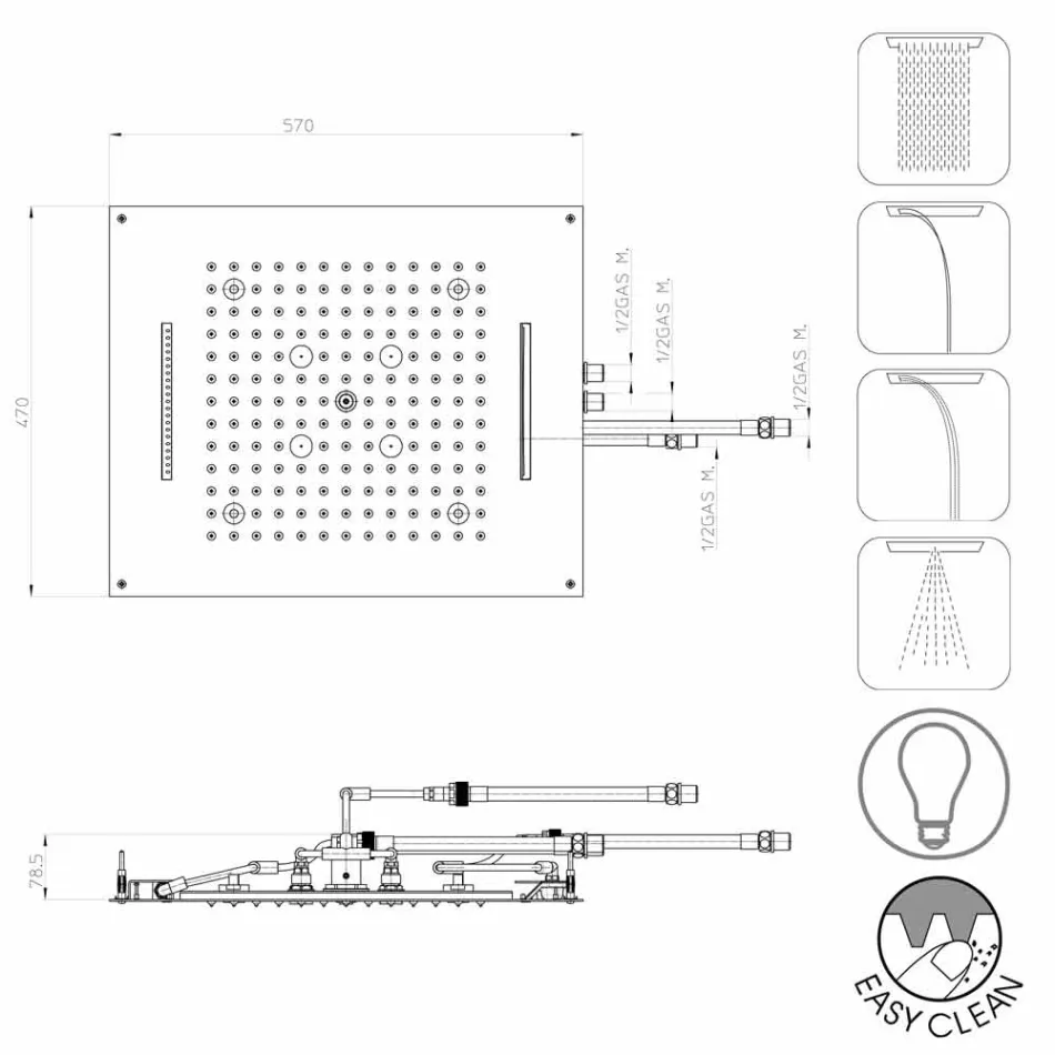 Moderna fyra-funktion Dusch och terapi dröm Viadurini