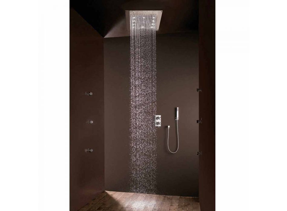 Square duschmunstycke dusch med regndusch och LED-lampor Bossini