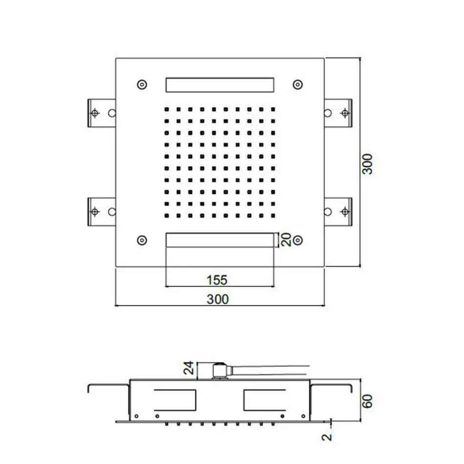 Fyrkantigt duschhuvud i rostfritt stål med Chromoterapi tillverkat i Italien - Bilbo Viadurini