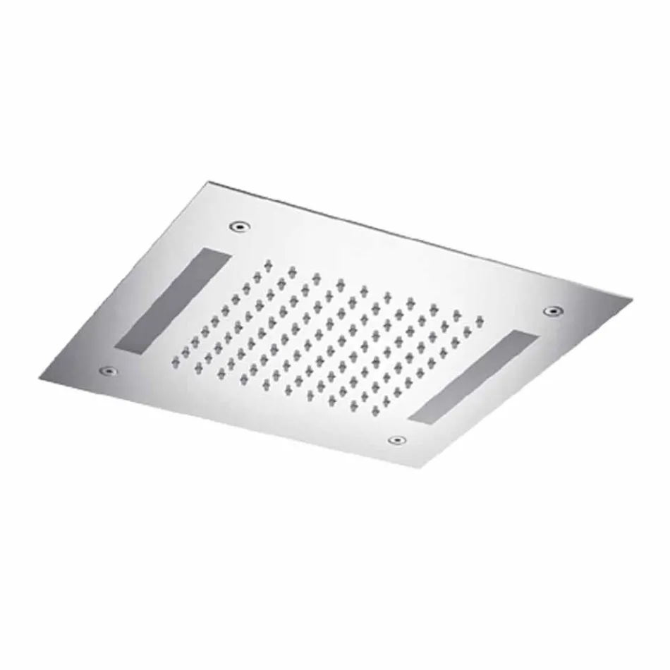 Fyrkantigt duschhuvud i rostfritt stål med Chromoterapi tillverkat i Italien - Bilbo Viadurini