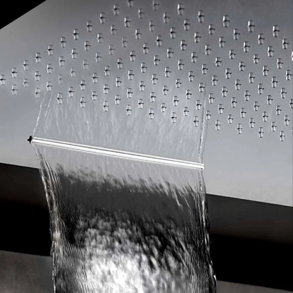 Fyrkantigt duschhuvud i rostfritt stål med dubbelstråle tillverkad i Italien - Nello Viadurini