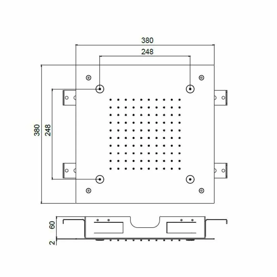 Fyrkantigt duschhuvud i rostfritt stål med nebulisatorer tillverkat i Italien - Selmo Viadurini