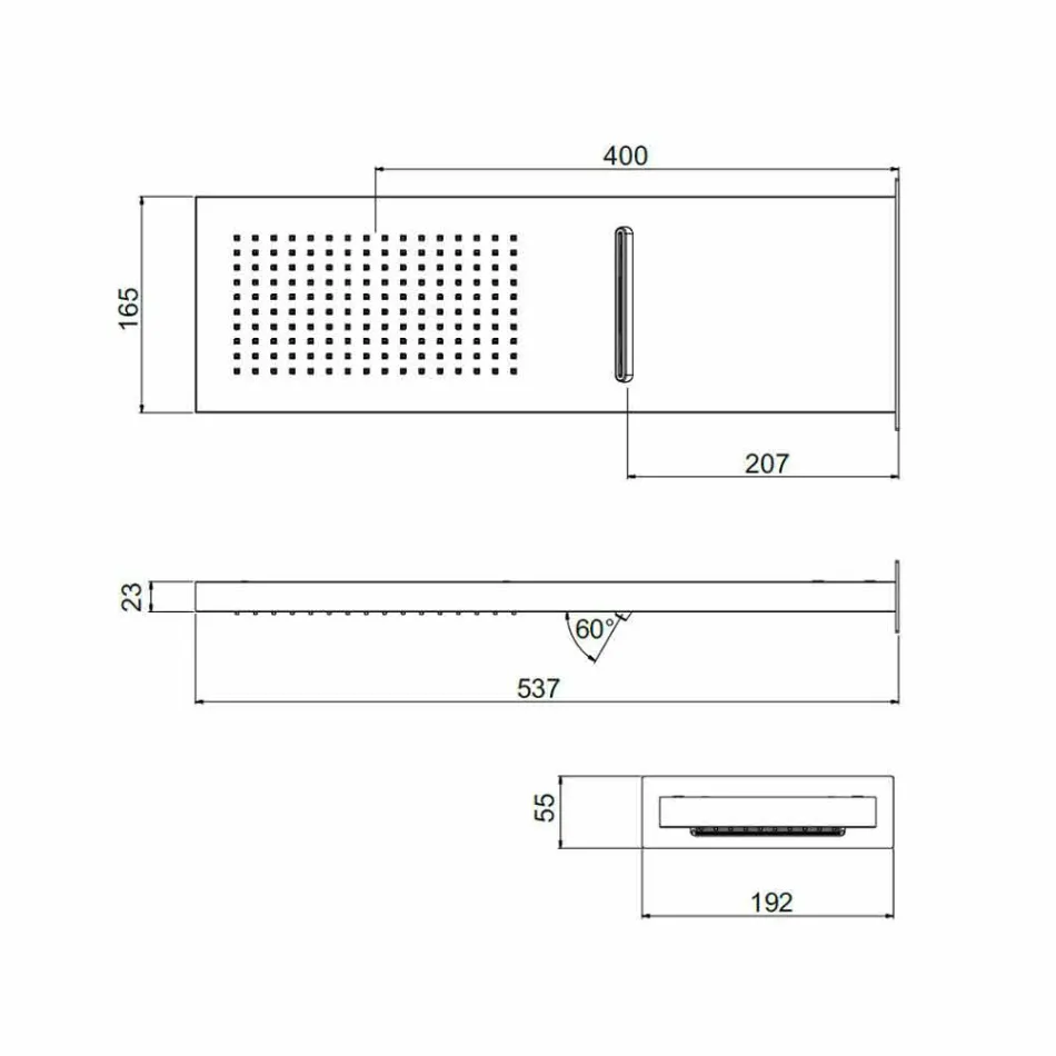 Rektangulärt väggduschhuvud i rostfritt stål Tillverkat i Italien - Rött Viadurini