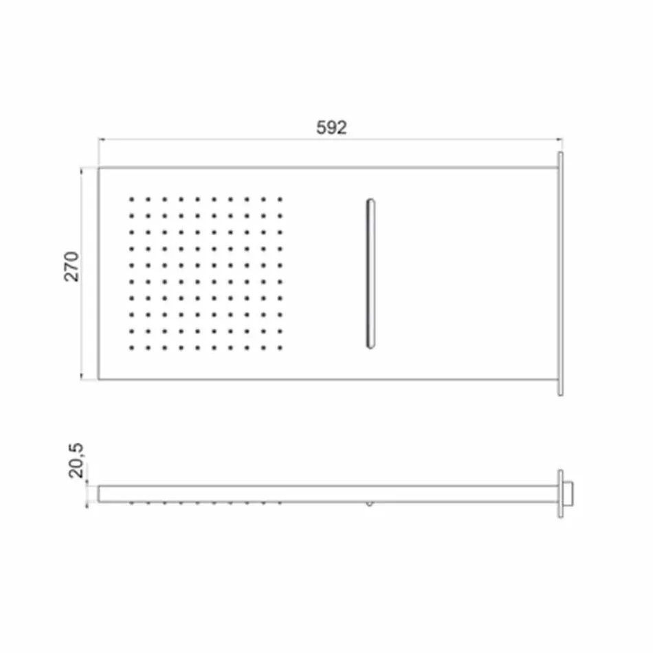 Rektangulärt väggduschhuvud av rostfritt stål tillverkat i Italien - Anito Viadurini
