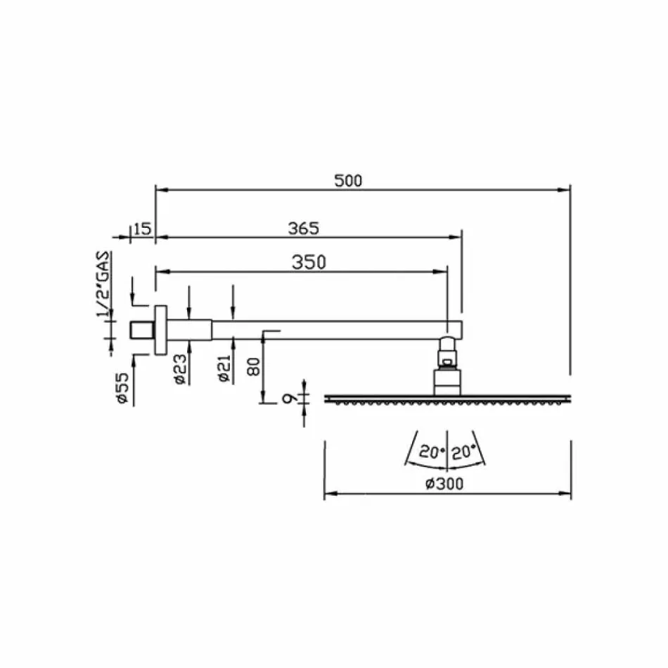 Runt duschhuvud i rostfritt stål och mässing Tillverkad i Italien - Aurelio Viadurini
