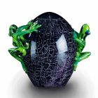 Äggformad prydnad med grodor i färgat glas tillverkat i Italien - Huevo Viadurini