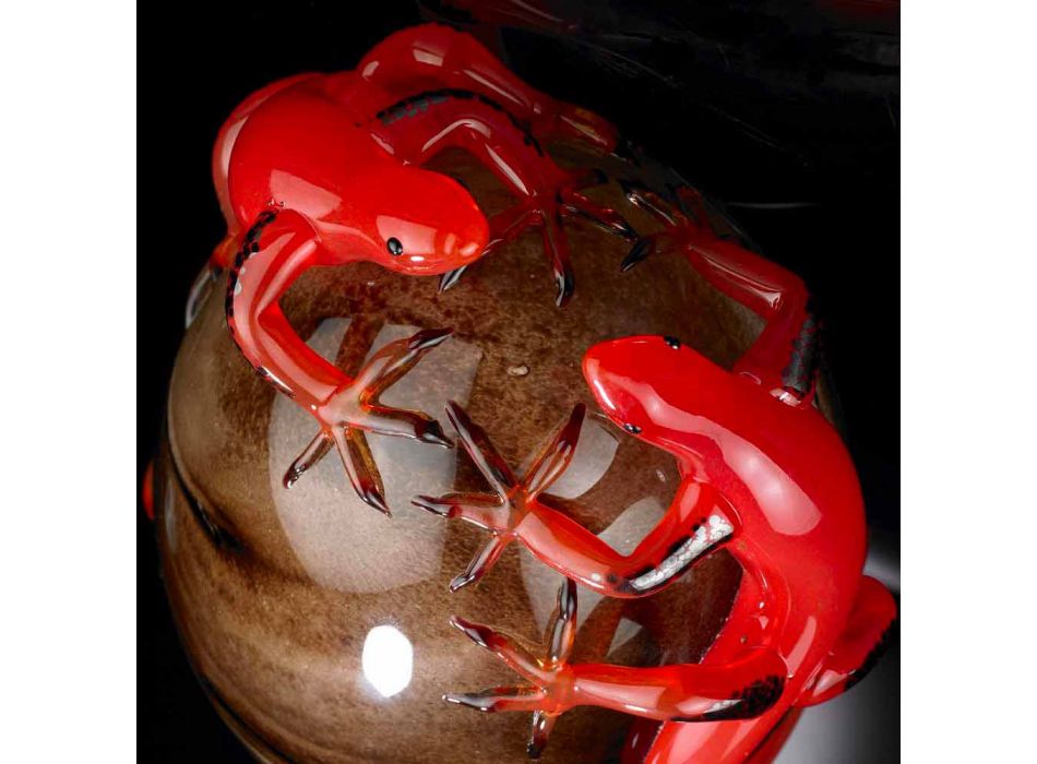 Färgad glasprydnad i form av ett ägg med gecko som tillverkas i Italien - Huevo Viadurini