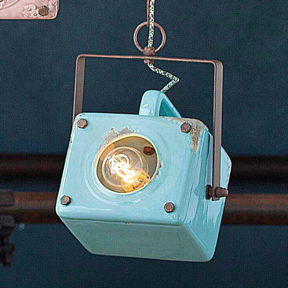 Upphängning spotlight i vintage keramik och järn Allie Viadurini