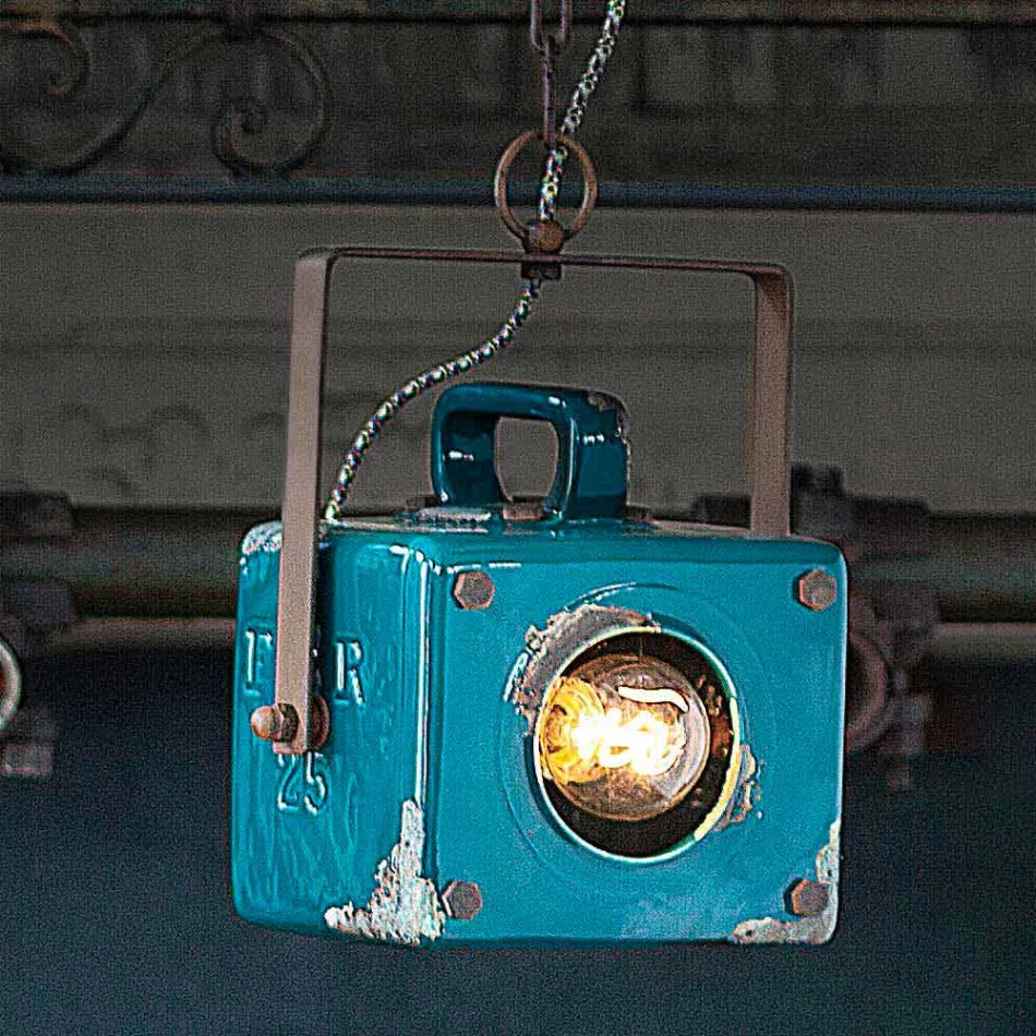 Upphängning spotlight i vintage keramik och järn Allie Viadurini