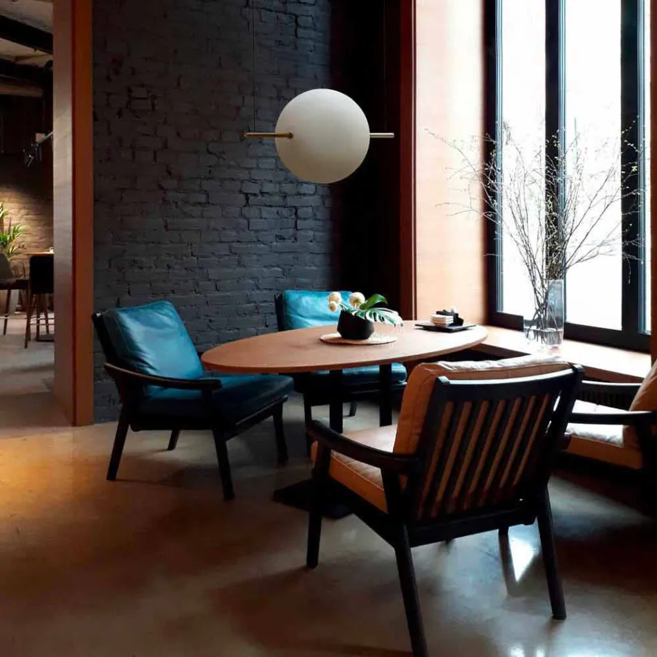 Designupphängning i glas och mässing med LED-ljus, 3 storlekar - Alma av Il Fanale Viadurini