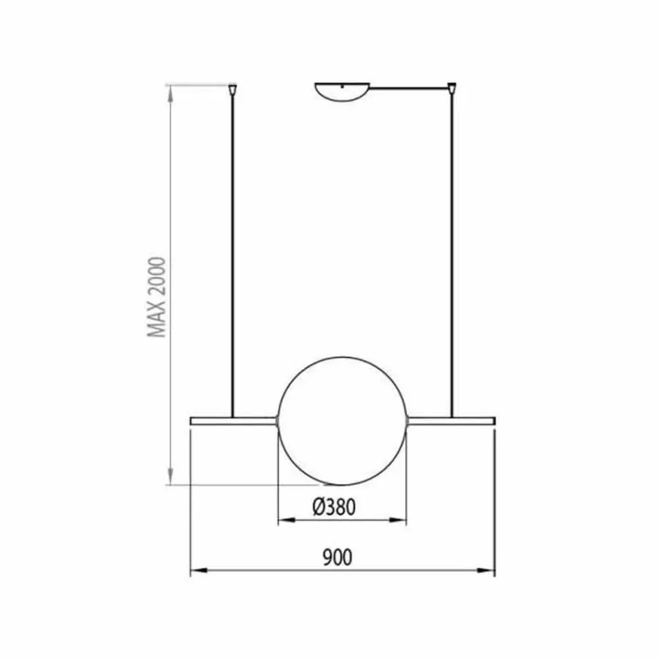 Designupphängning i glas och mässing med LED-ljus, 3 storlekar - Alma av Il Fanale Viadurini