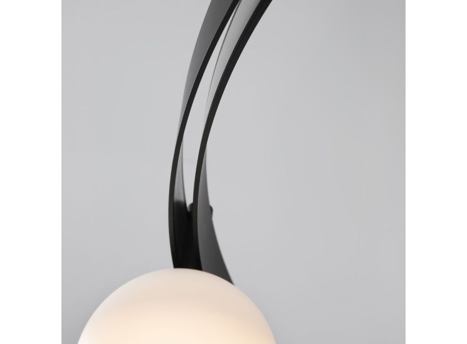 Oval designupphängning i svart aluminium med sfärer och spotlights - Exodus Viadurini