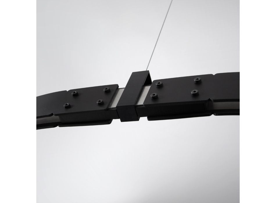 Oval designupphängning i svart aluminium med sfärer och spotlights - Exodus Viadurini