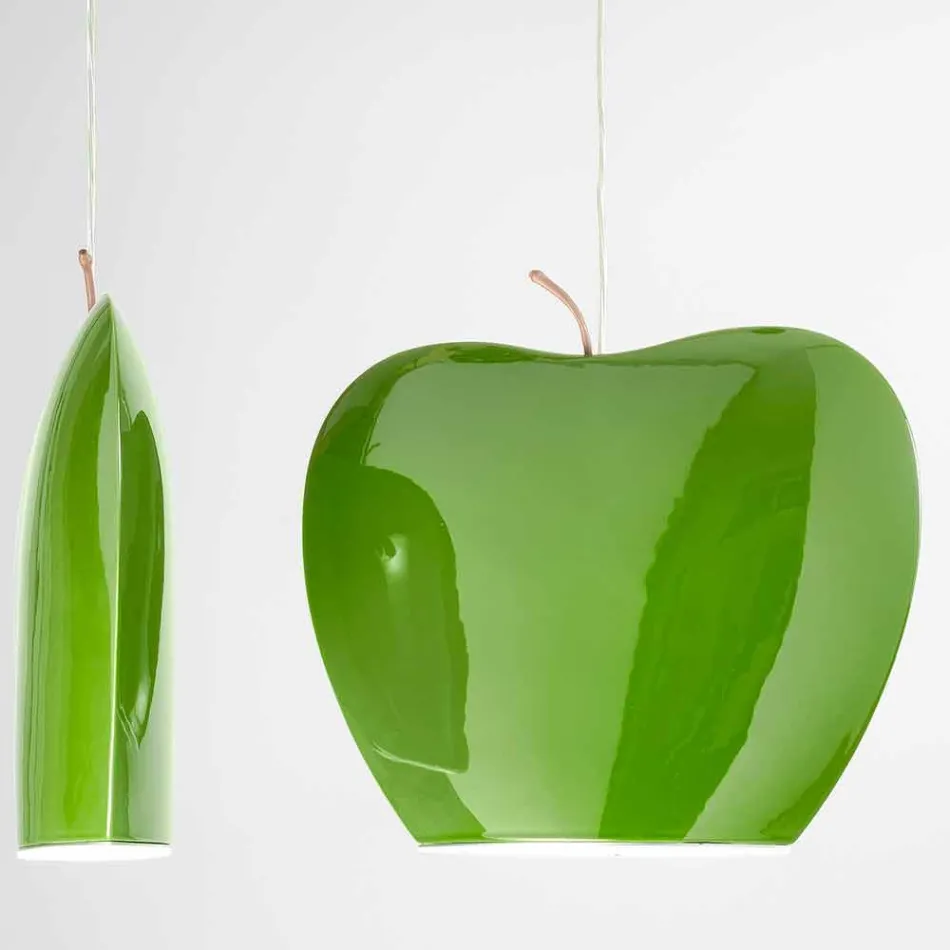 Suspension i keramik av Apple-formad design - frukter Aldo Bernardi Viadurini