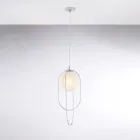 Förkromad järnhänglampa med klot Tillverkad i Italien för inredning - Oslo Viadurini