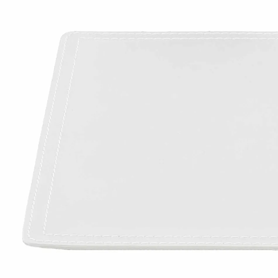 Regenererad läderbordsunderlägg med pennstoppsömnad Tillverkad i Italien - Ascanio Viadurini