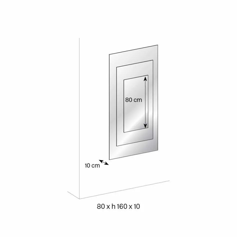 Trelags väggspegel och svart struktur italiensk design - Plaudio Viadurini