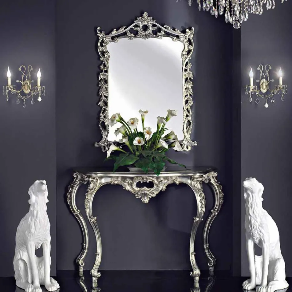 Väggspegel, träkonsol och handgjord piano i Italien Giacomo Viadurini