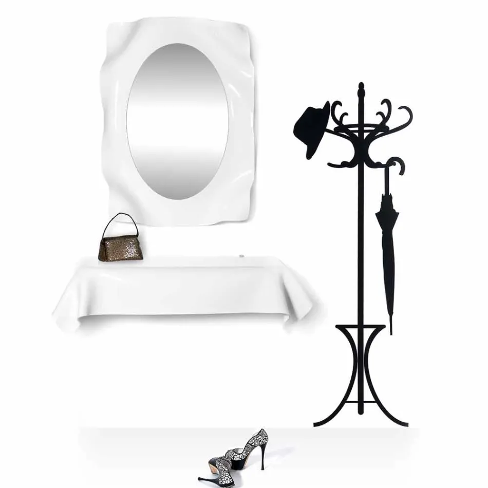 Spegelvägg vit mjölk Diva modern design, tillverkad i Italien Viadurini