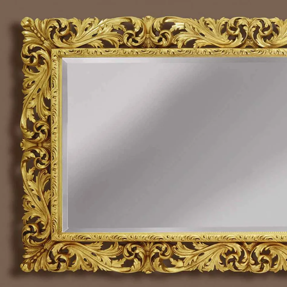 Träväggspegel med moderna linjer handgjorda i Italien Alex Viadurini