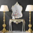 Fir-träväggspegel, konsol, tillverkad i Italien mdf topp Gianluca Viadurini