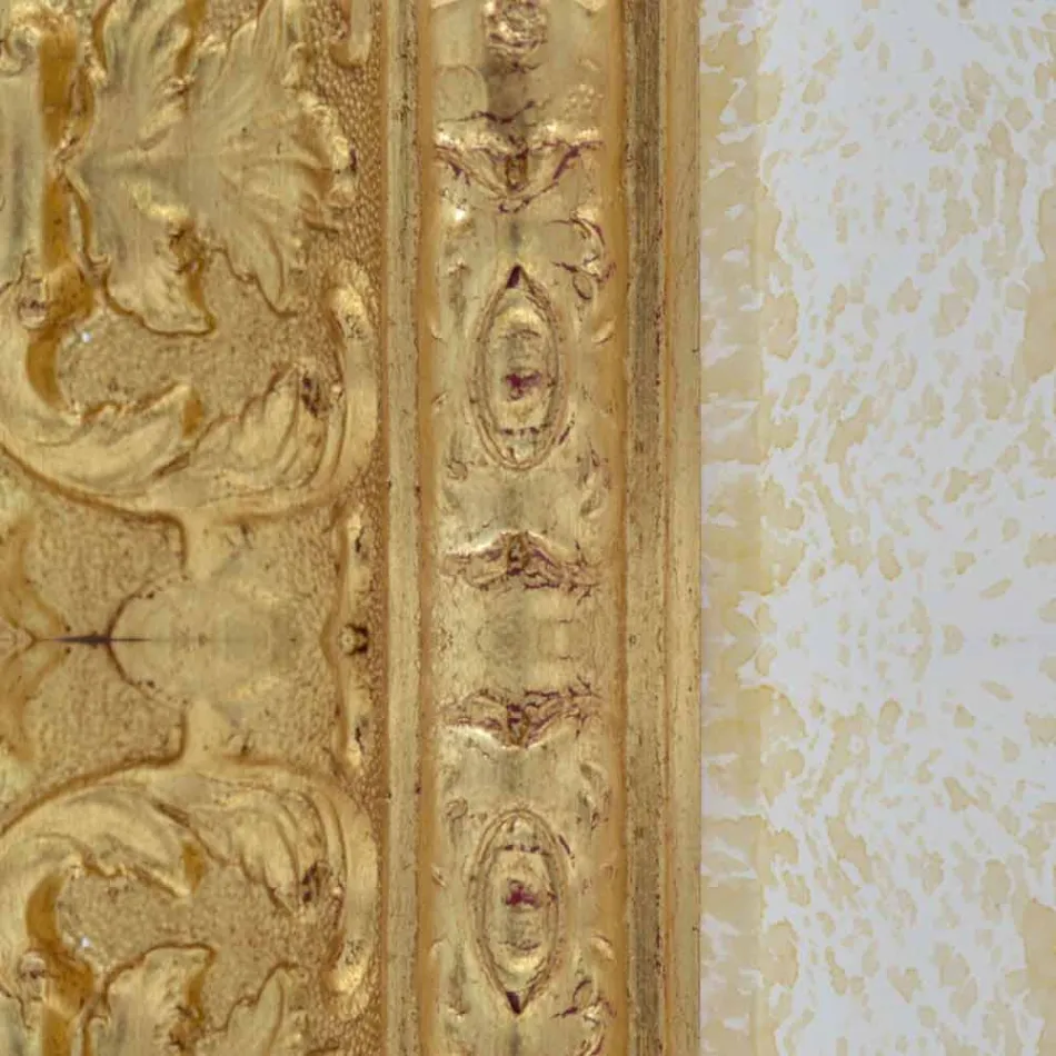 Rektangulär träväggspegel tillverkad i Italien Raphael Viadurini