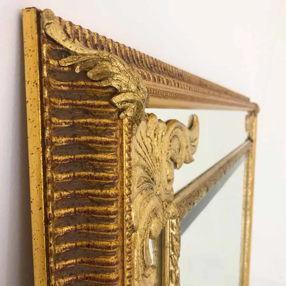 Väggspegel i rektangulärt trä producerat i Italien av Valentino Viadurini