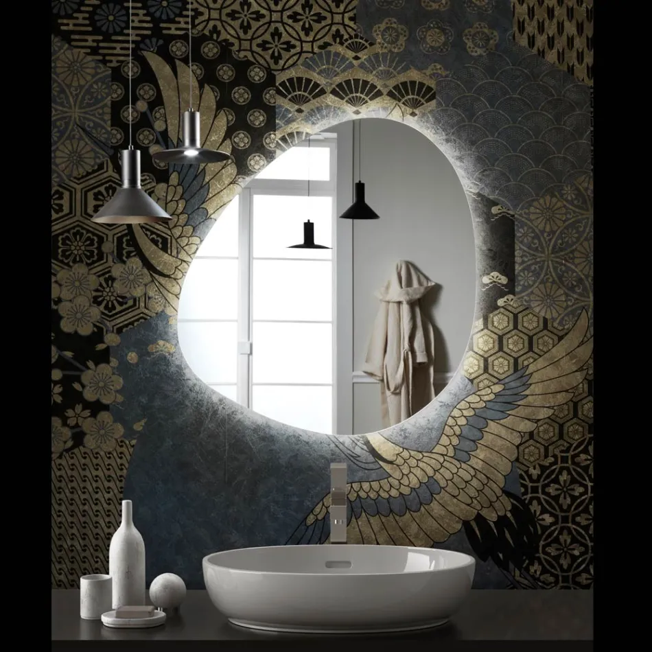 Spegel med vändbar LED-bakgrundsbelysning Made in Italy - Talk Viadurini