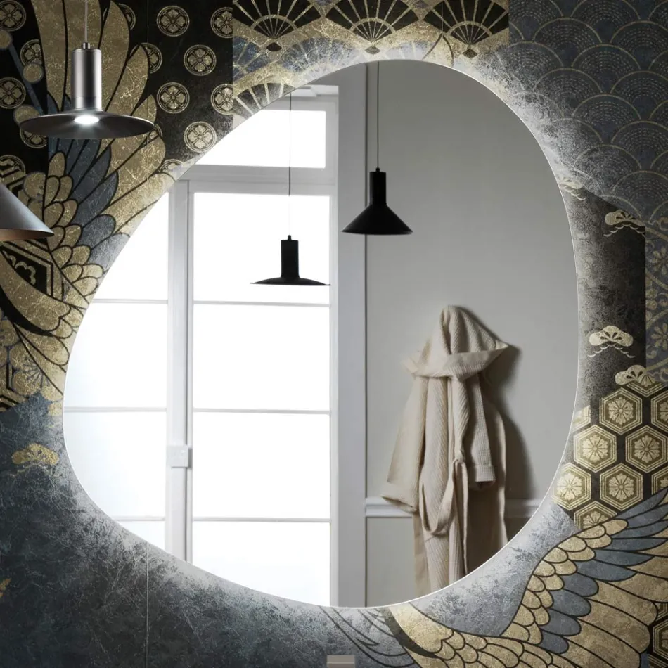 Spegel med vändbar LED-bakgrundsbelysning Made in Italy - Talk Viadurini