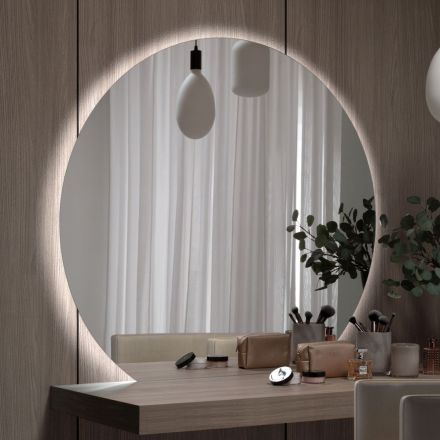 Spegel med LED-bakgrundsbelysning Endast på den runda sidan Tillverkad i Italien - Fabrikat Viadurini