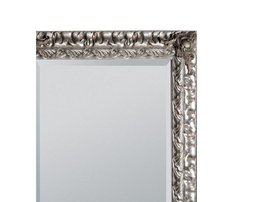 Spegel med jordspegel och silverbladsram Tillverkad i Italien - Roua Viadurini