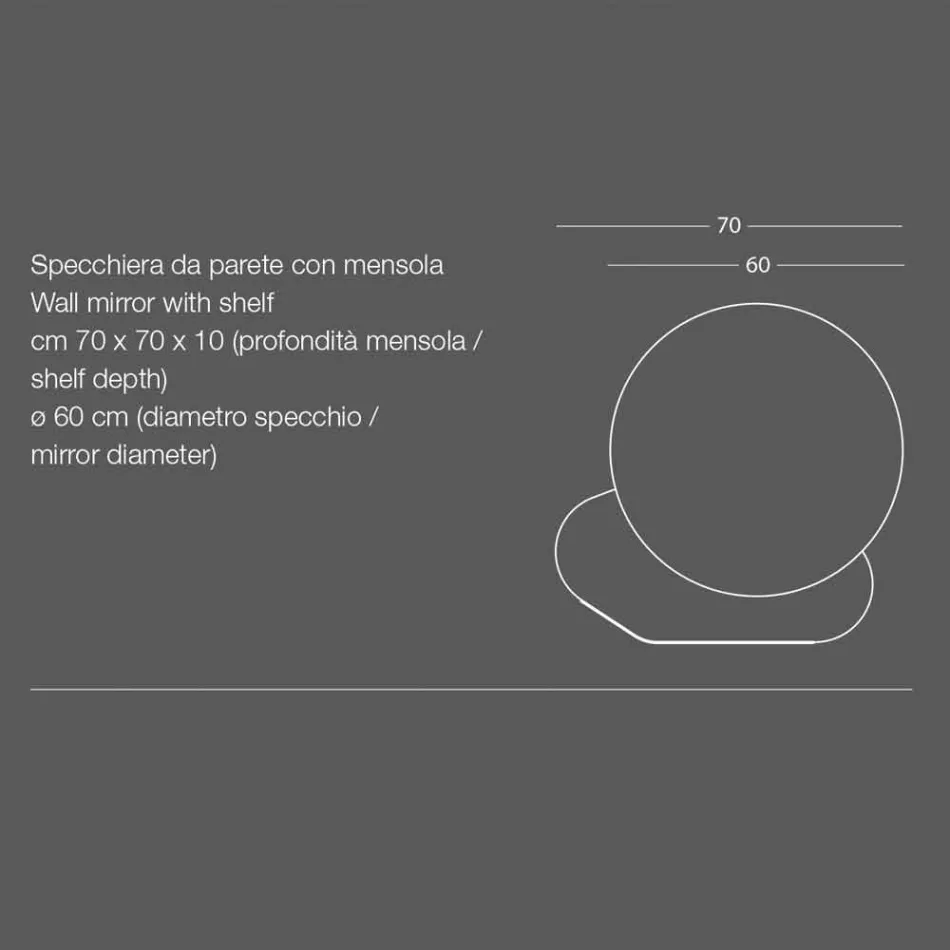 Väggspegel med metallhylla i olika färger Modern design - Hera Viadurini