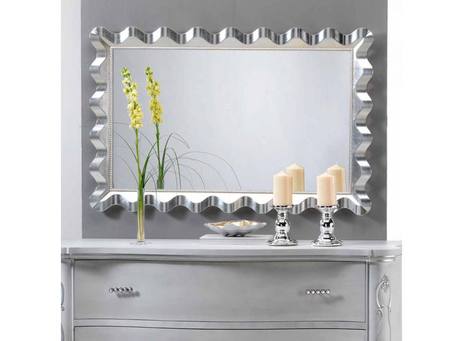 Spegel av modern design vägg dekorerad med pärlor Lane Viadurini