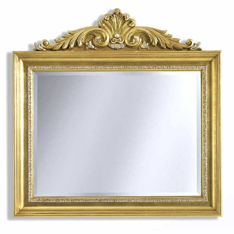 Väggspegel med harts och träfris handgjord i Italien Ivan Viadurini