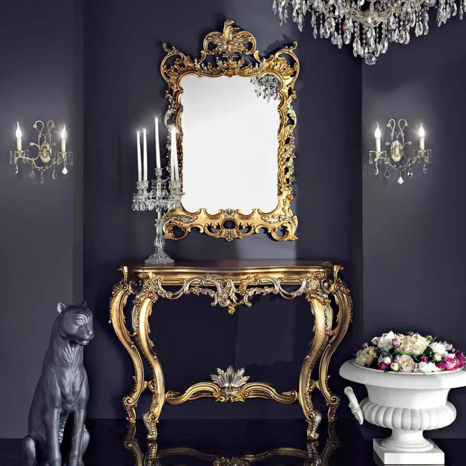 Trägolvspegel och mdf tillverkad i Italien Andrea konsol bordsskiva Viadurini