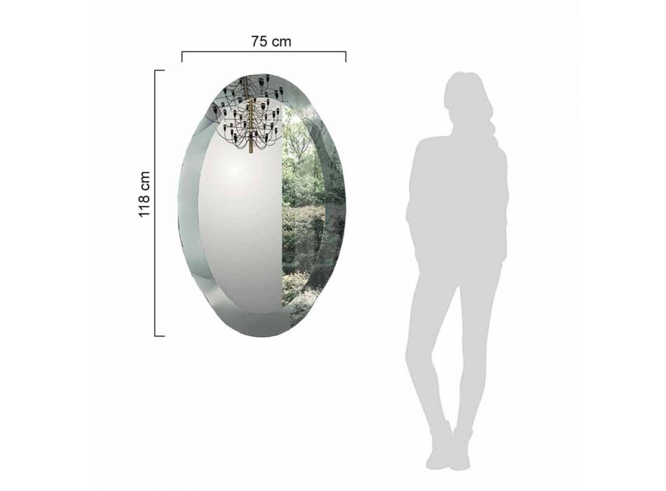 Oval väggspegel i vågigt kristallglas Tillverkad i Italien - Eclisse Viadurini