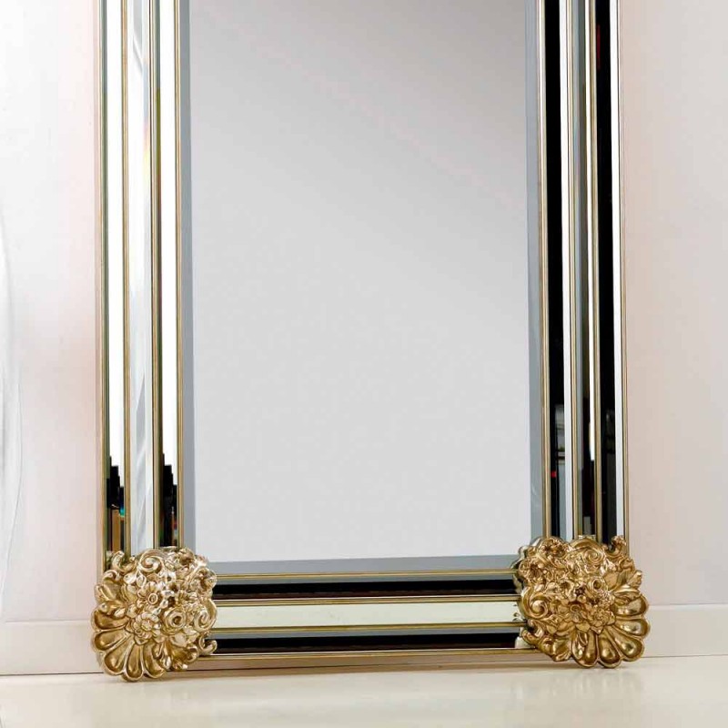 Spegel golv / vägg design, ram Luti wood, 96x196 cm