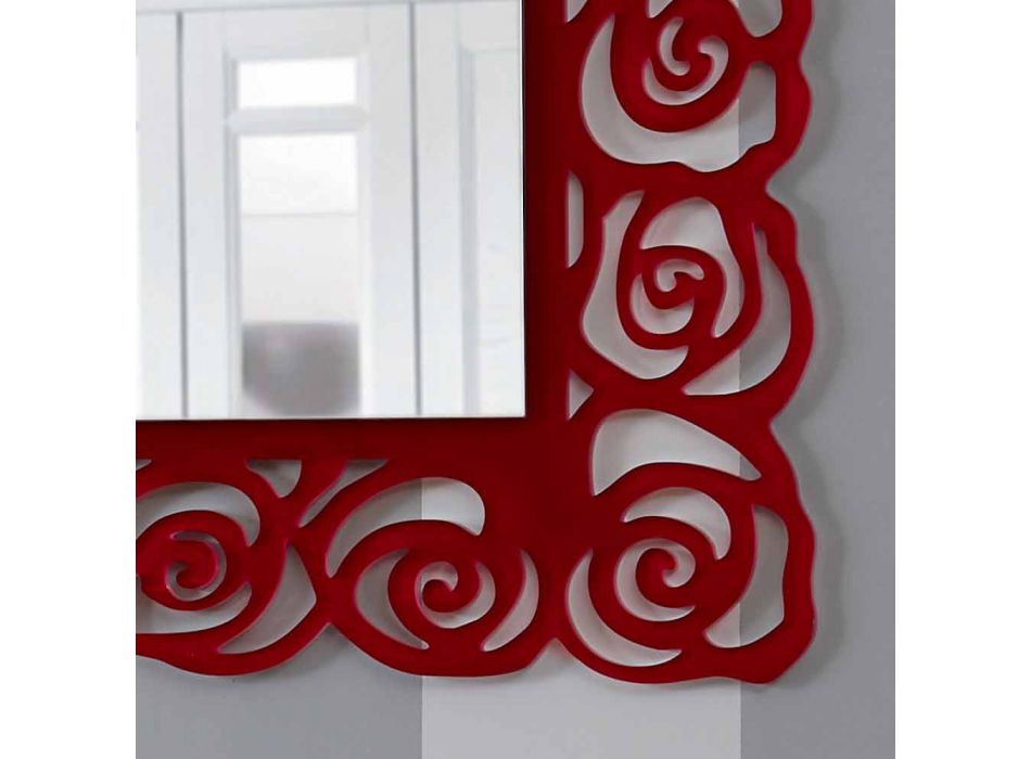 Stort modernt väggspegel i rött plexiglas - Rosalinda Viadurini