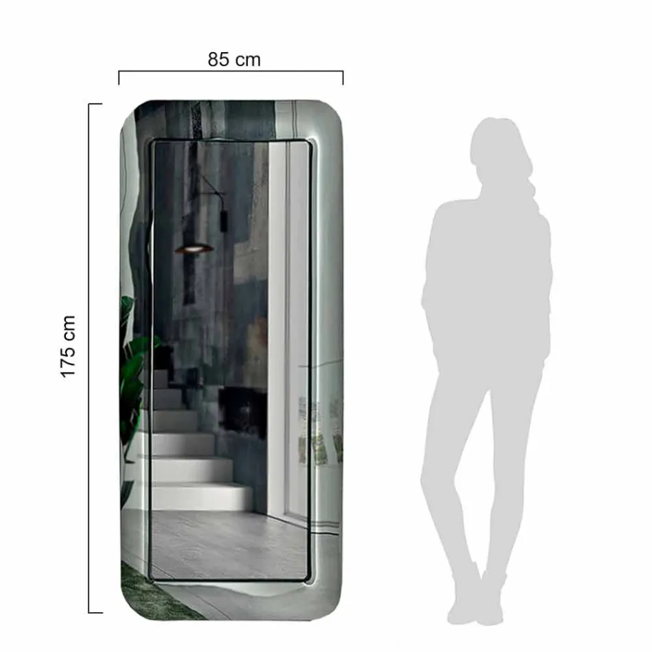 Lång rektangulär spegel med ram i kristalleffekt tillverkad i Italien - ögla Viadurini