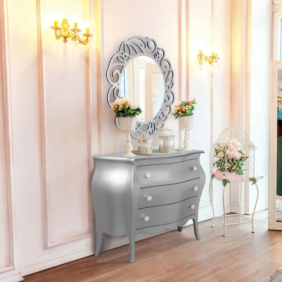 Rund spegel med genombrutet mönster Made in Italy - Ferona Viadurini