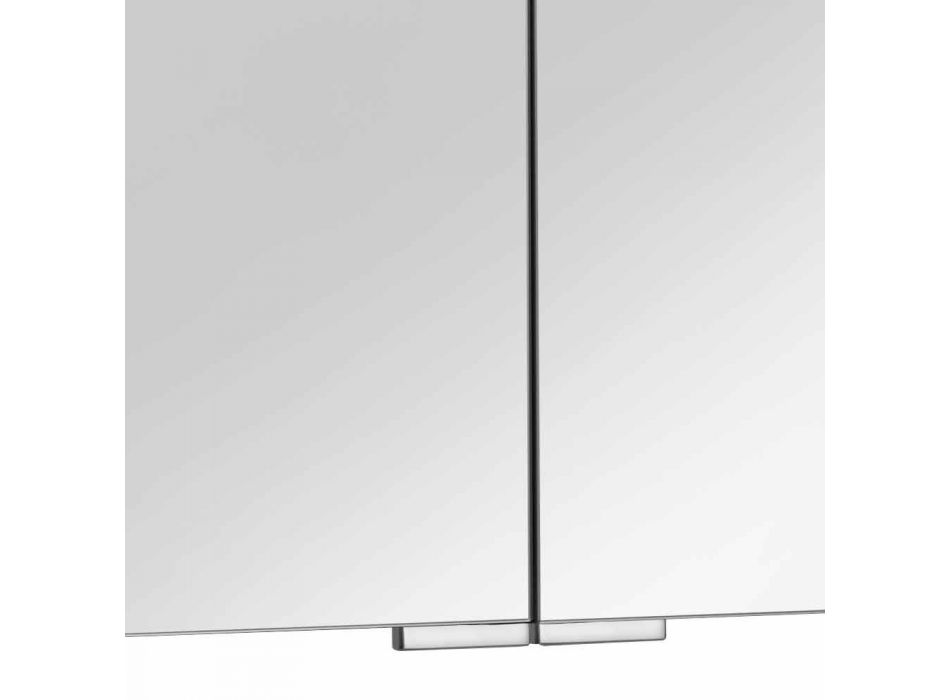 2-dörrsspegel med silverbehållare i aluminium och kromdetaljer - Maxi Viadurini