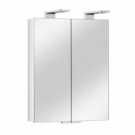 2-dörrsspegel med silverbehållare i aluminium och kromdetaljer - Maxi Viadurini