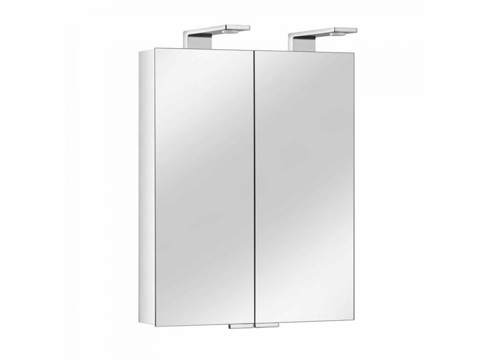 2-dörrsspegel med silverbehållare i aluminium och kromdetaljer - Maxi