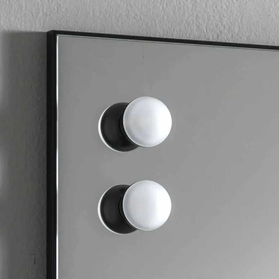 Väggspegel med 2 glödlampor och svart aluminiumram Tillverkad i Italien - Ram Viadurini