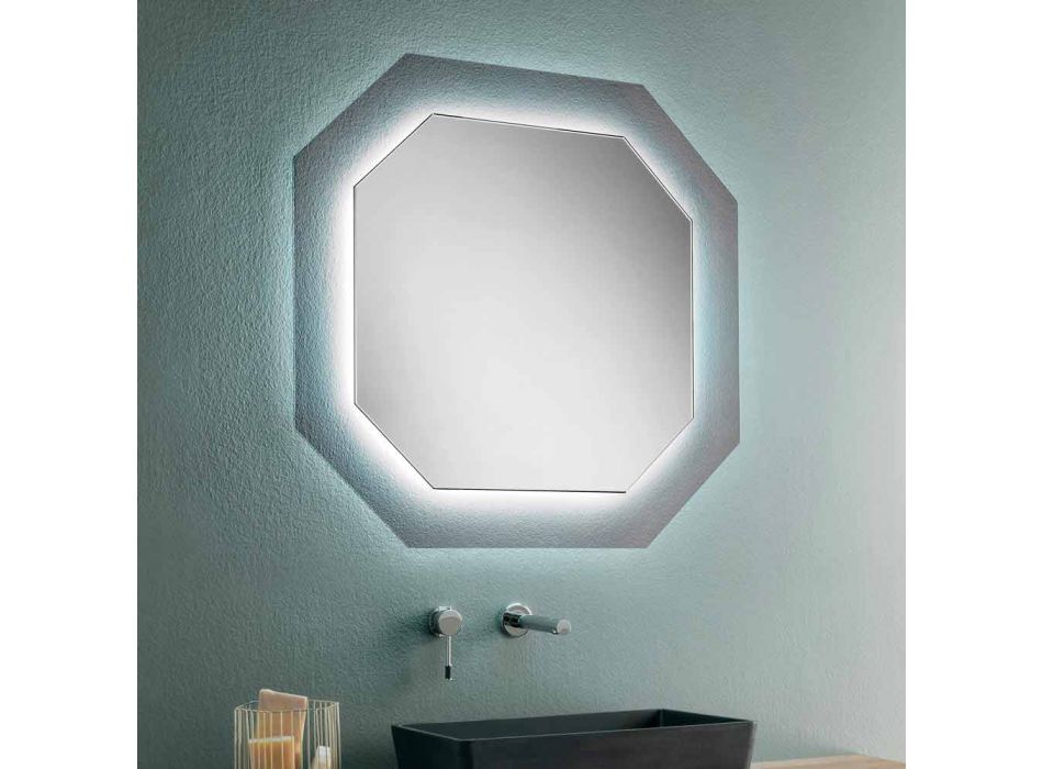 Modern design väggspegel med glasram och integrerad LED - Vitozzo Viadurini